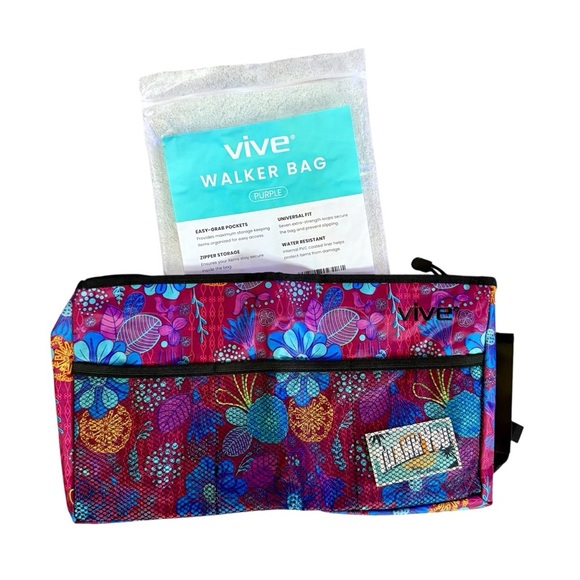 🎁 Floral Storage Bag For Walker/Rolator with Multiple Pockets Zip Closure NWT - Picture 2 of 8